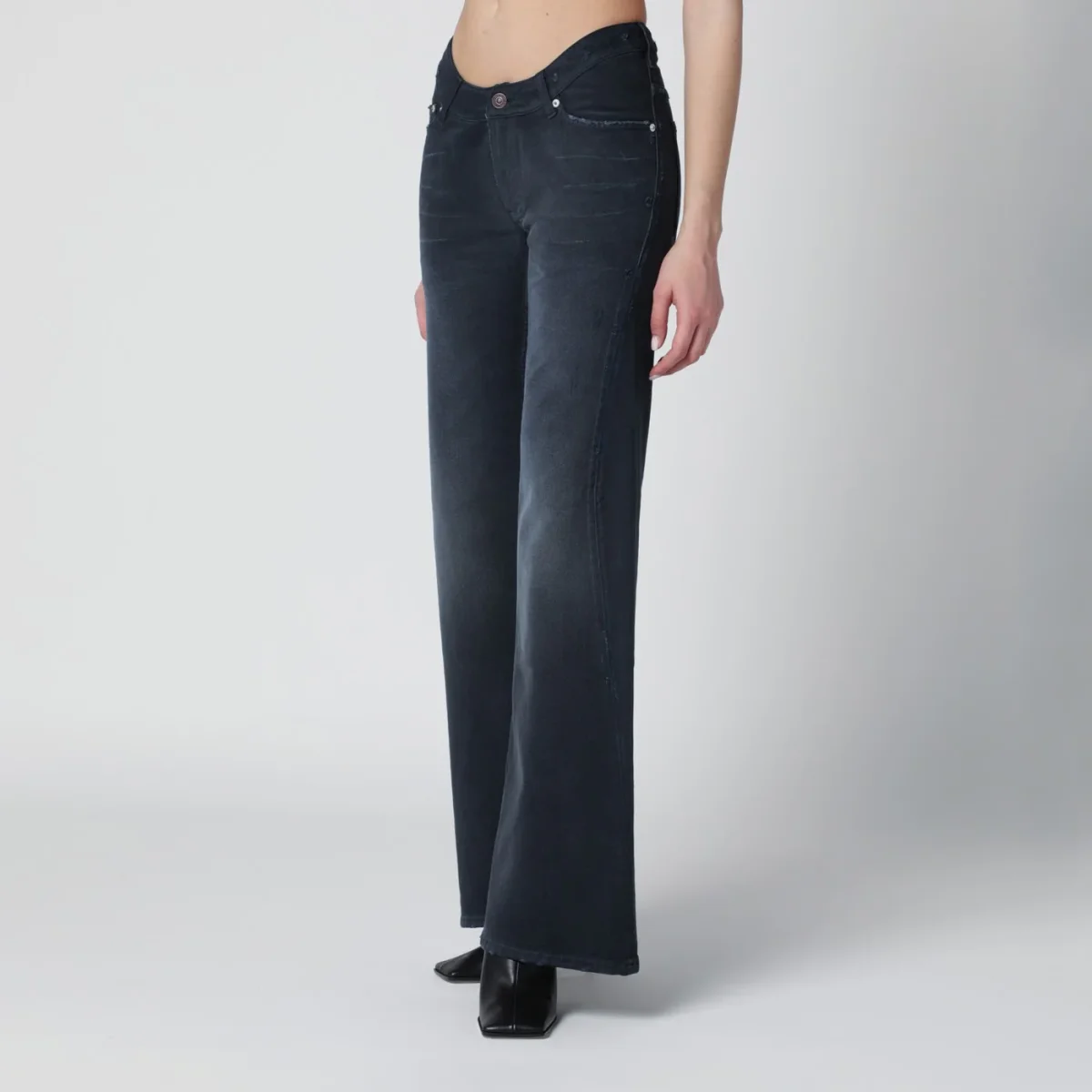 Jeans con vita curva blu navy - Image 4