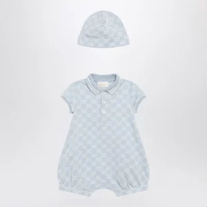 Set due pezzi azzurro in cotone GG