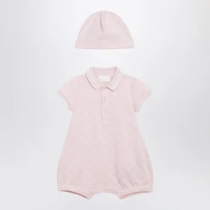 Set due pezzi rosa in cotone GG