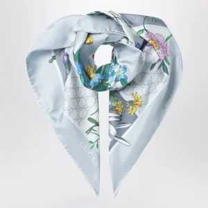 Foulard in twill di seta con stampa Flora