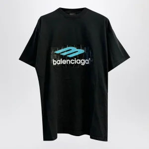 T-shirt oversize Washed 3B nera sbiadita