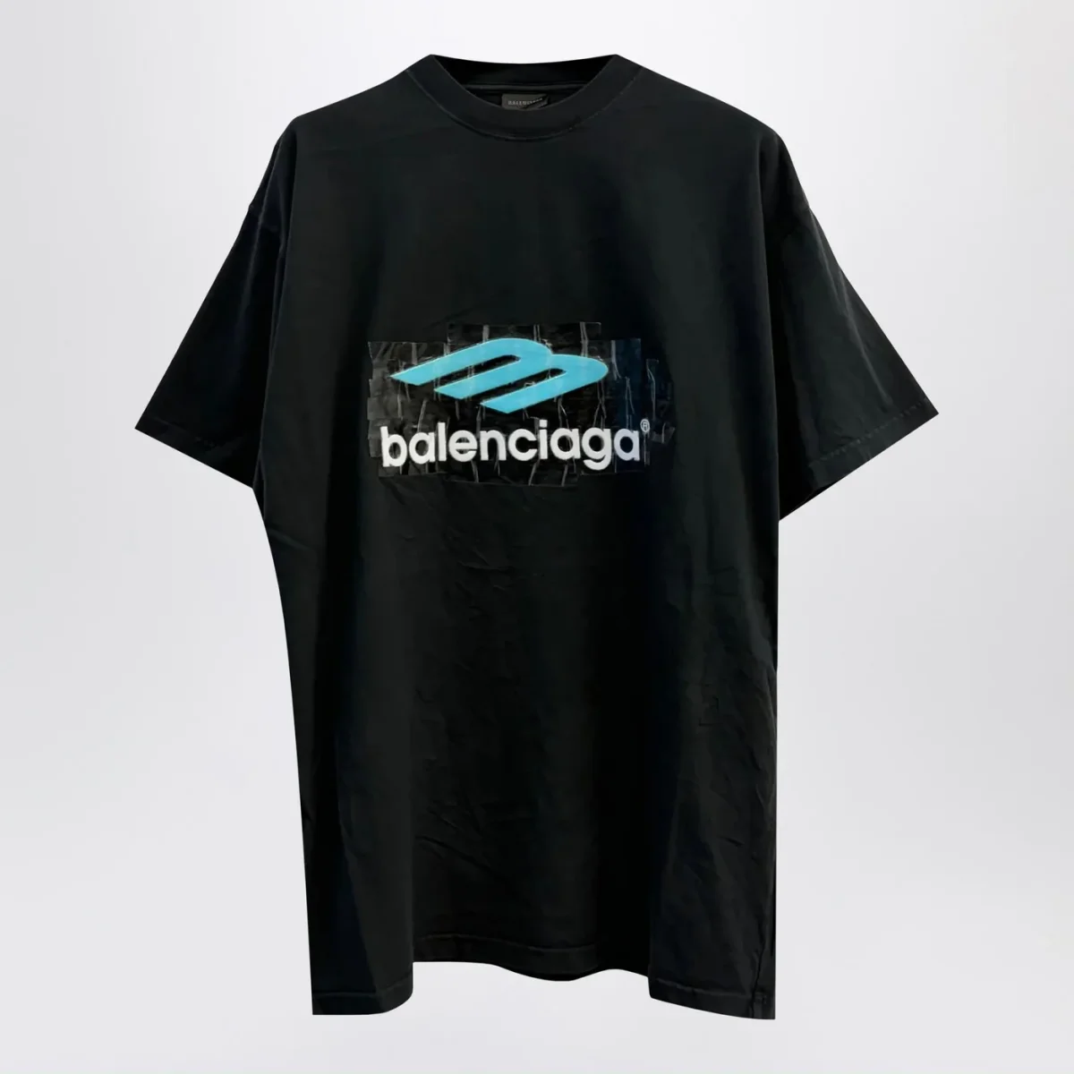 T-shirt oversize Washed 3B nera sbiadita - Image 2