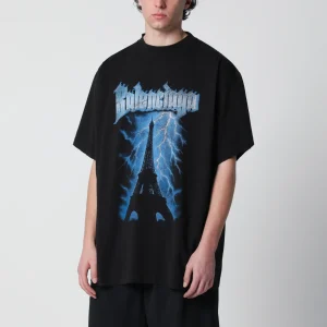 T-shirt oversize nera Paris Thunderstorm