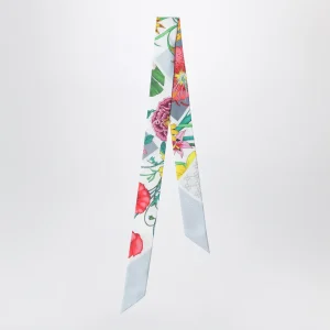 Nastro in twill di seta con stampa Flora