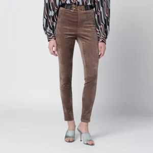 Leggings marrone in velluto stretch