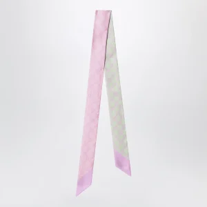 Foulard sottile in seta con motivo GG rosa/acquamarina