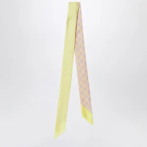 Foulard sottile in seta con motivo GG rosa/giallo