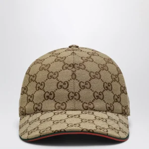 Cappello da baseball in tessuto GG beige/marrone scuro