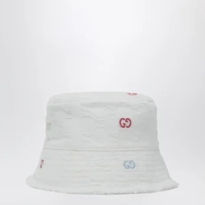 Cappello bianco in denim GG jacquard