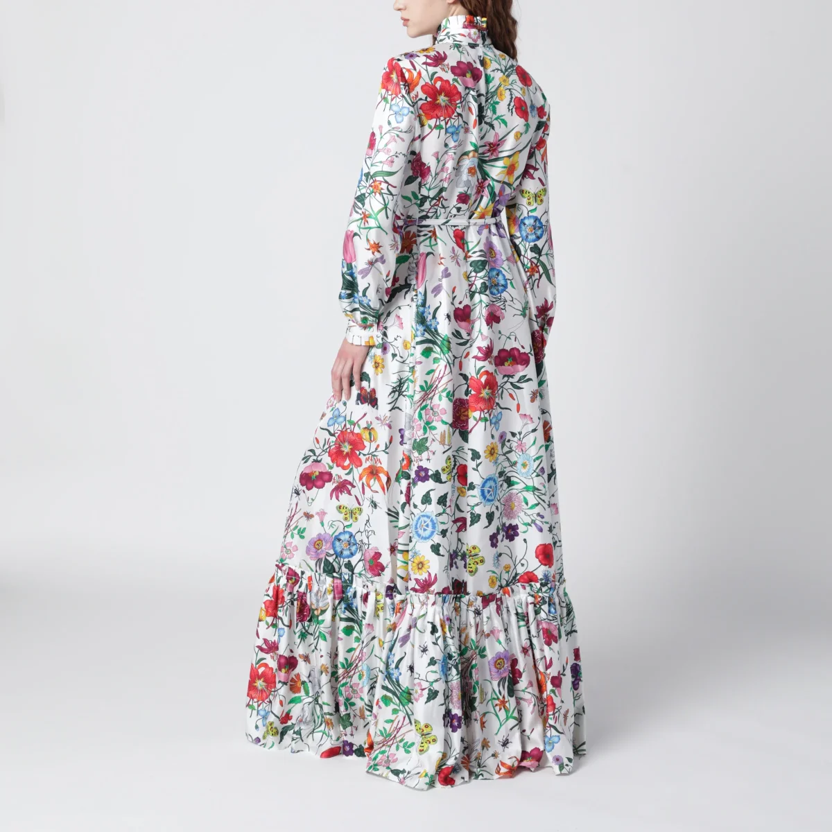 Abito lungo in twill di seta multicolore – Image 4