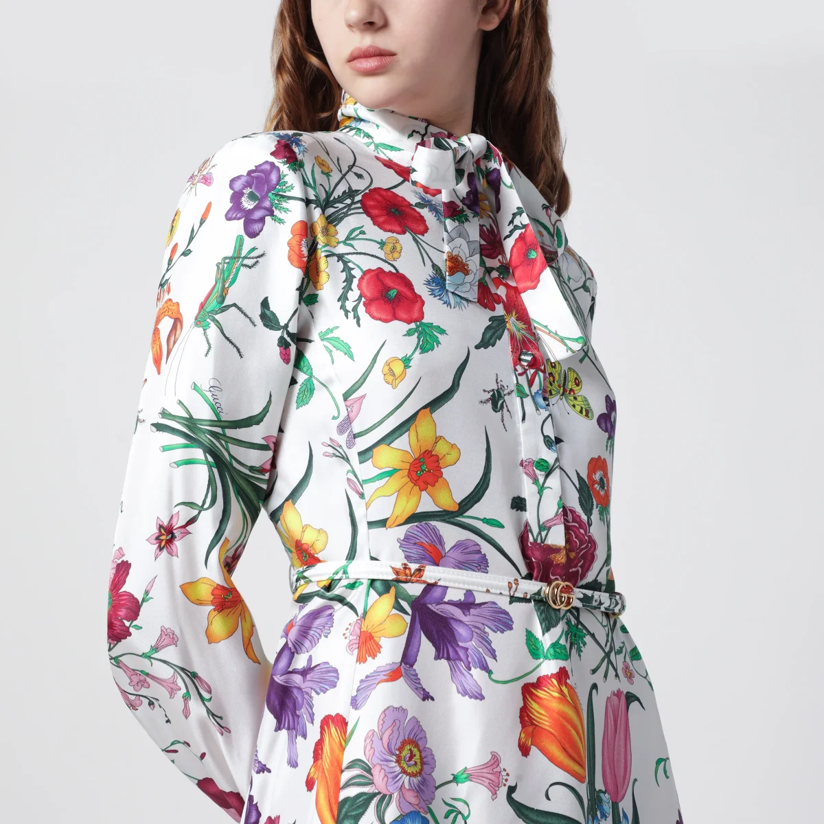 Abito lungo in twill di seta multicolore – Image 5