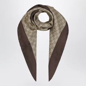 Carré in twill di seta stampata con stampa GG