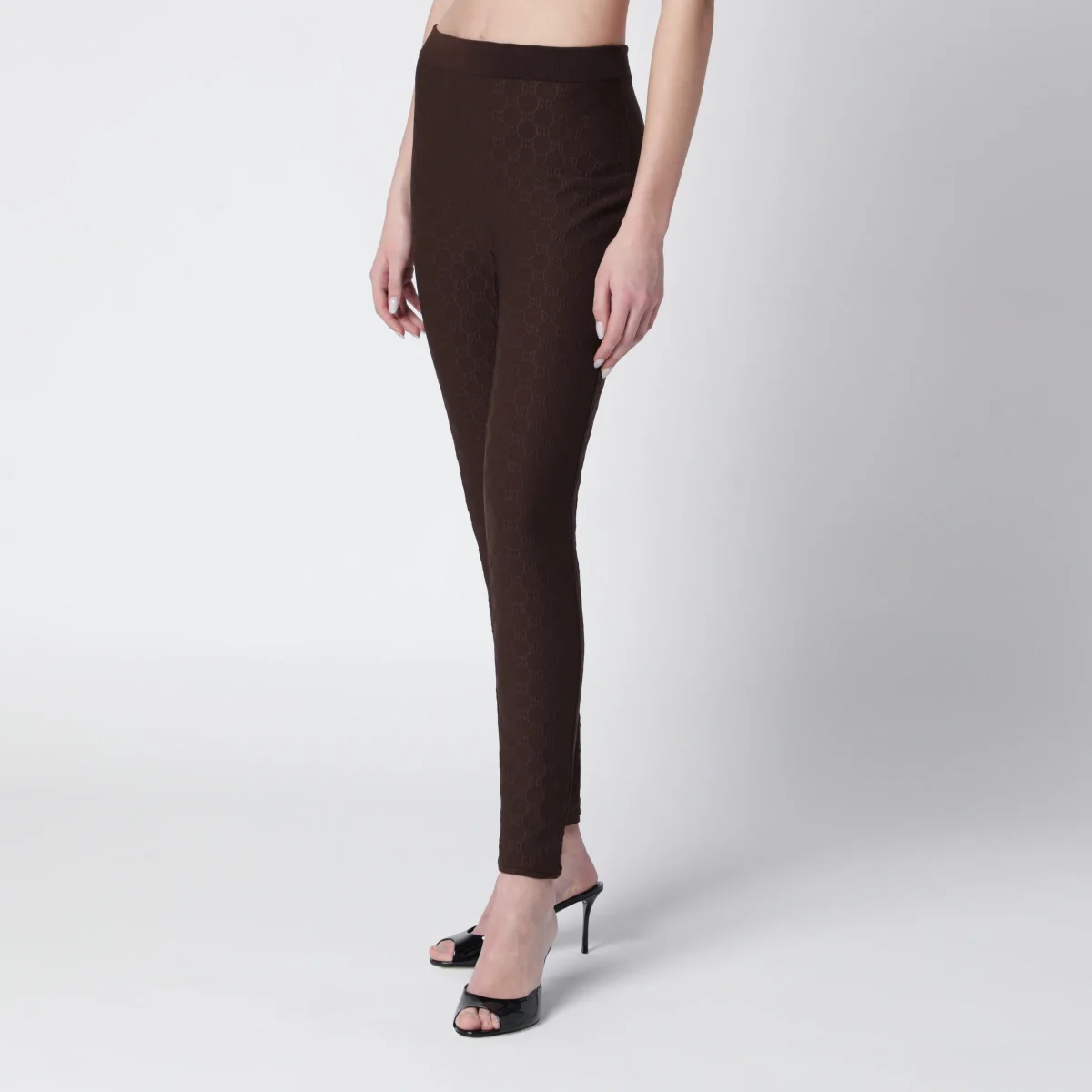 Leggings marroni in jersey GG jacquard - Image 4