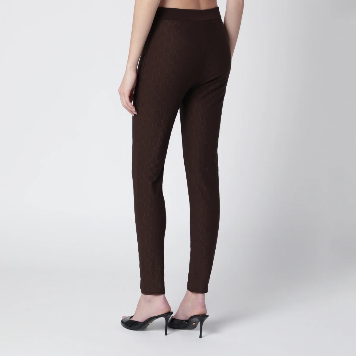 Leggings marroni in jersey GG jacquard - Image 5
