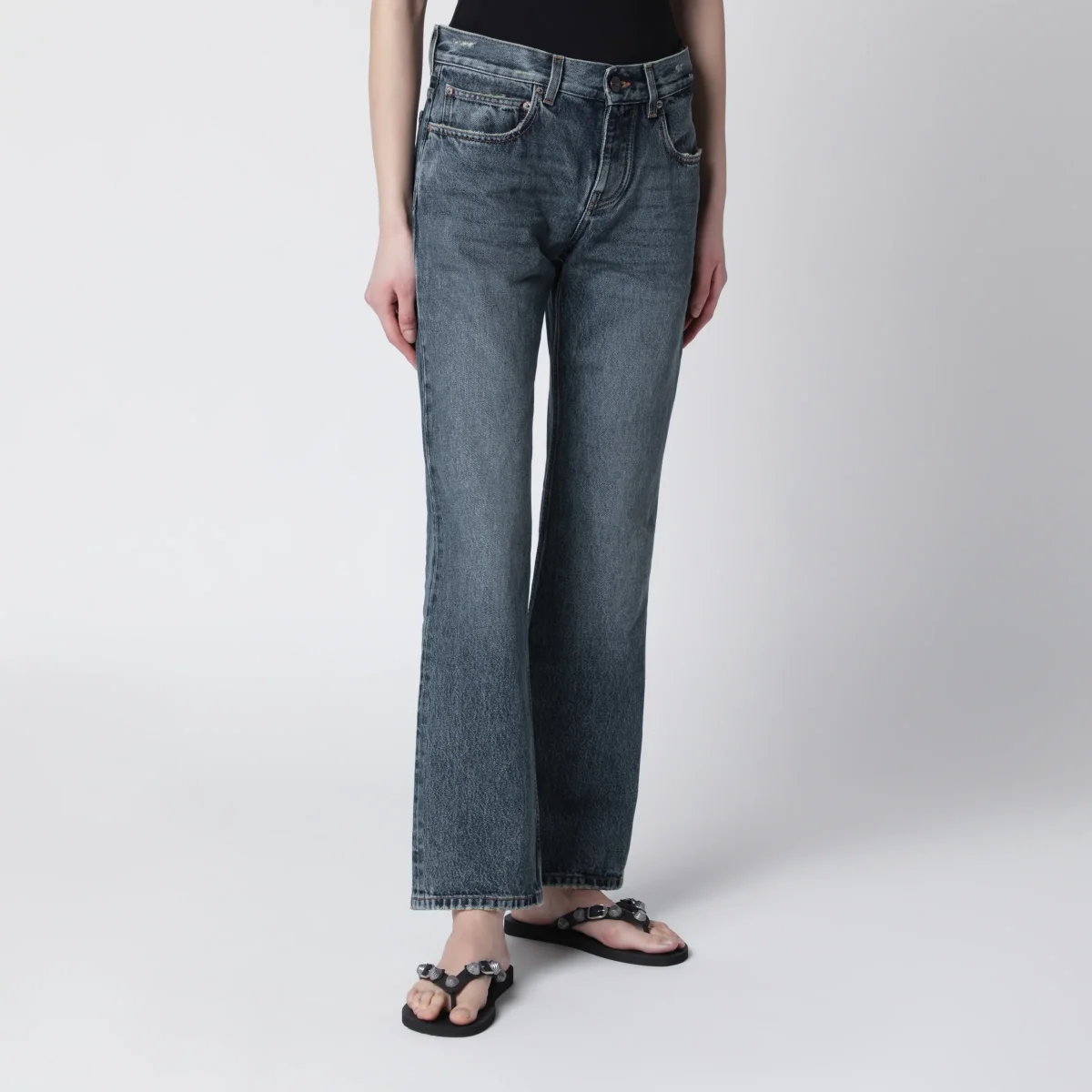 Jeans blu vintage con effetto consumato – Image 4