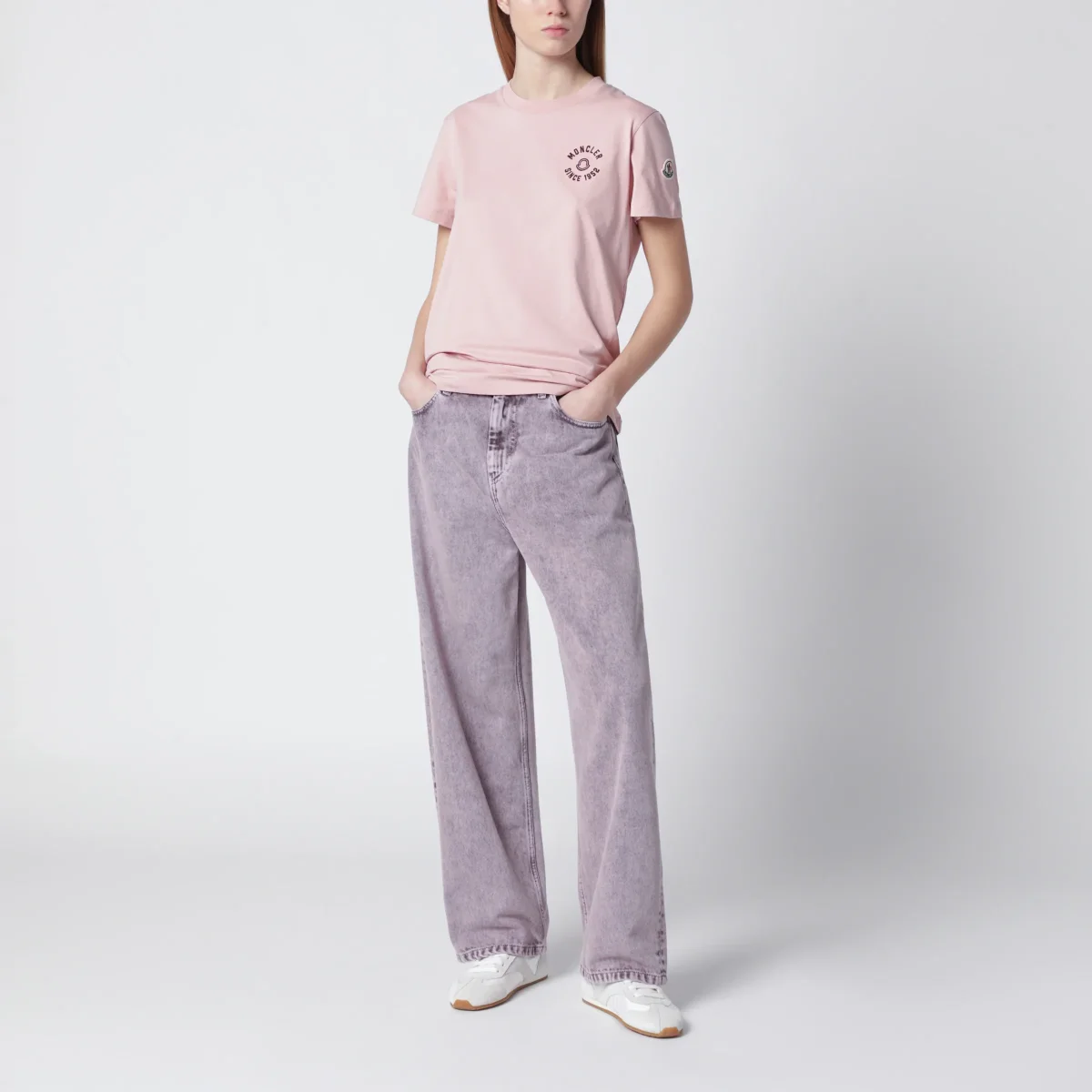 T-shirt rosa in cotone con ricamo logo - Image 3