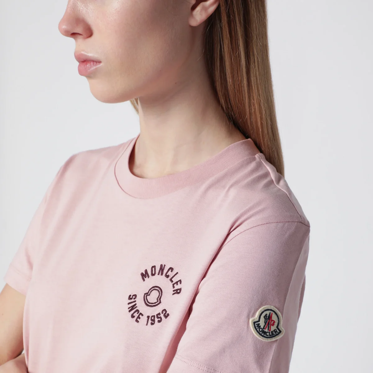 T-shirt rosa in cotone con ricamo logo - Image 5