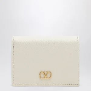 Portafoglio VLogo Signature avorio in pelle