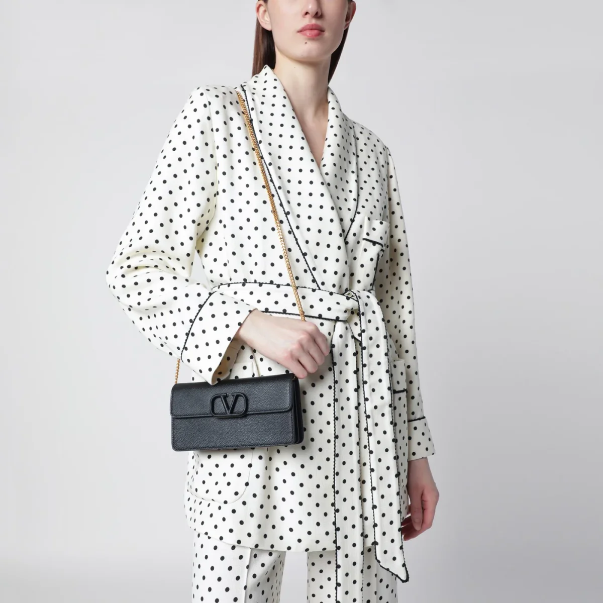 Portafoglio con catena Vlogo nero in pelle - Image 3