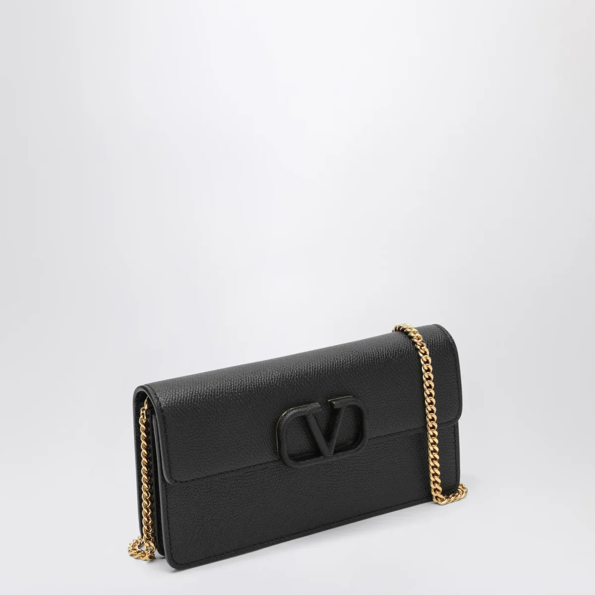 Portafoglio con catena Vlogo nero in pelle - Image 4
