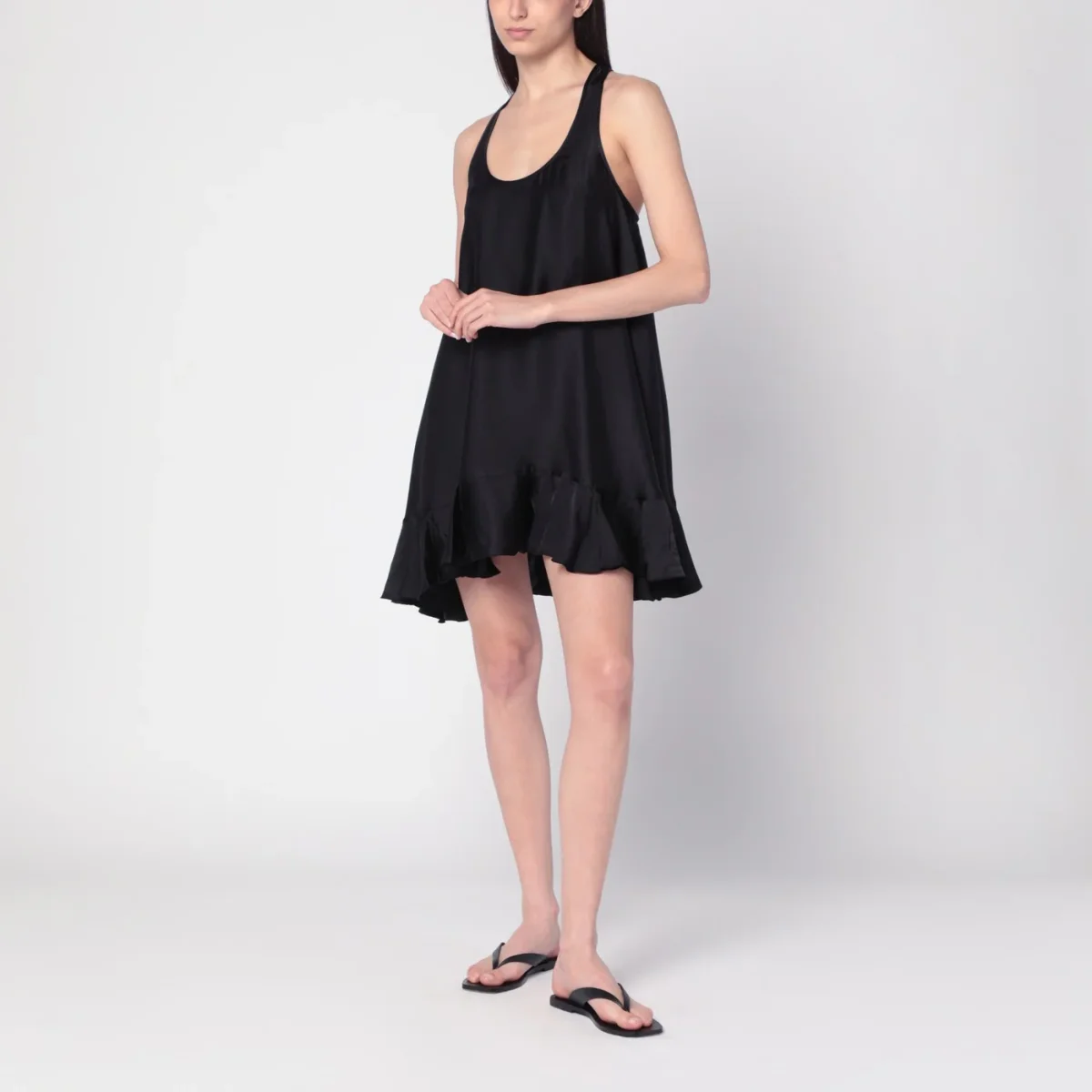 Abito Lilith nero in misto seta – Image 3