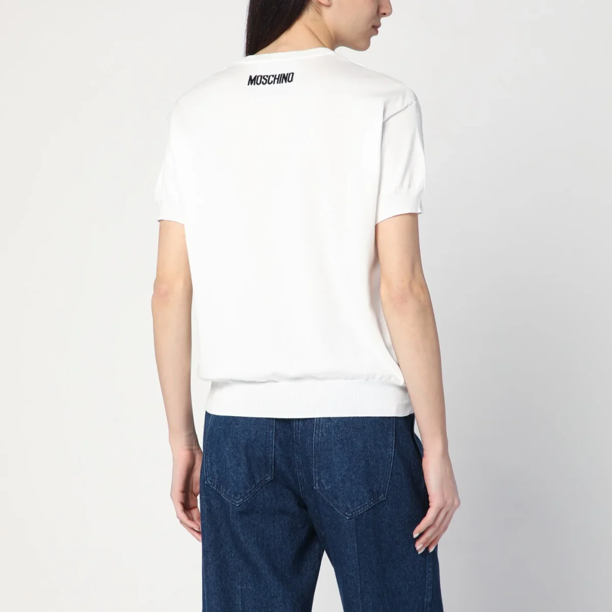 Maglia Get Happy bianca in cotone – Image 4