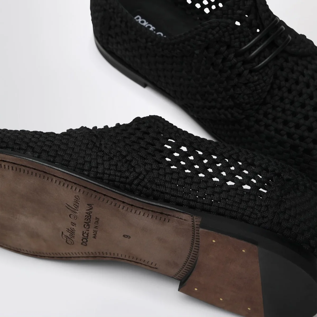 Derby in tessuto intrecciata nera – Image 6