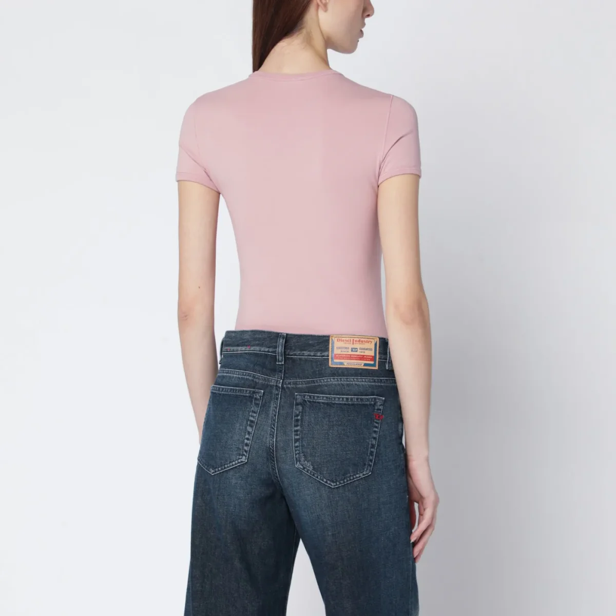 T-shirt slim fit rosa con logo Oval D - Image 4