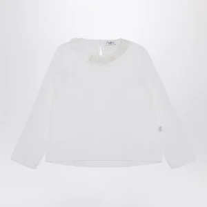 Maglia bianca con colletto con volant