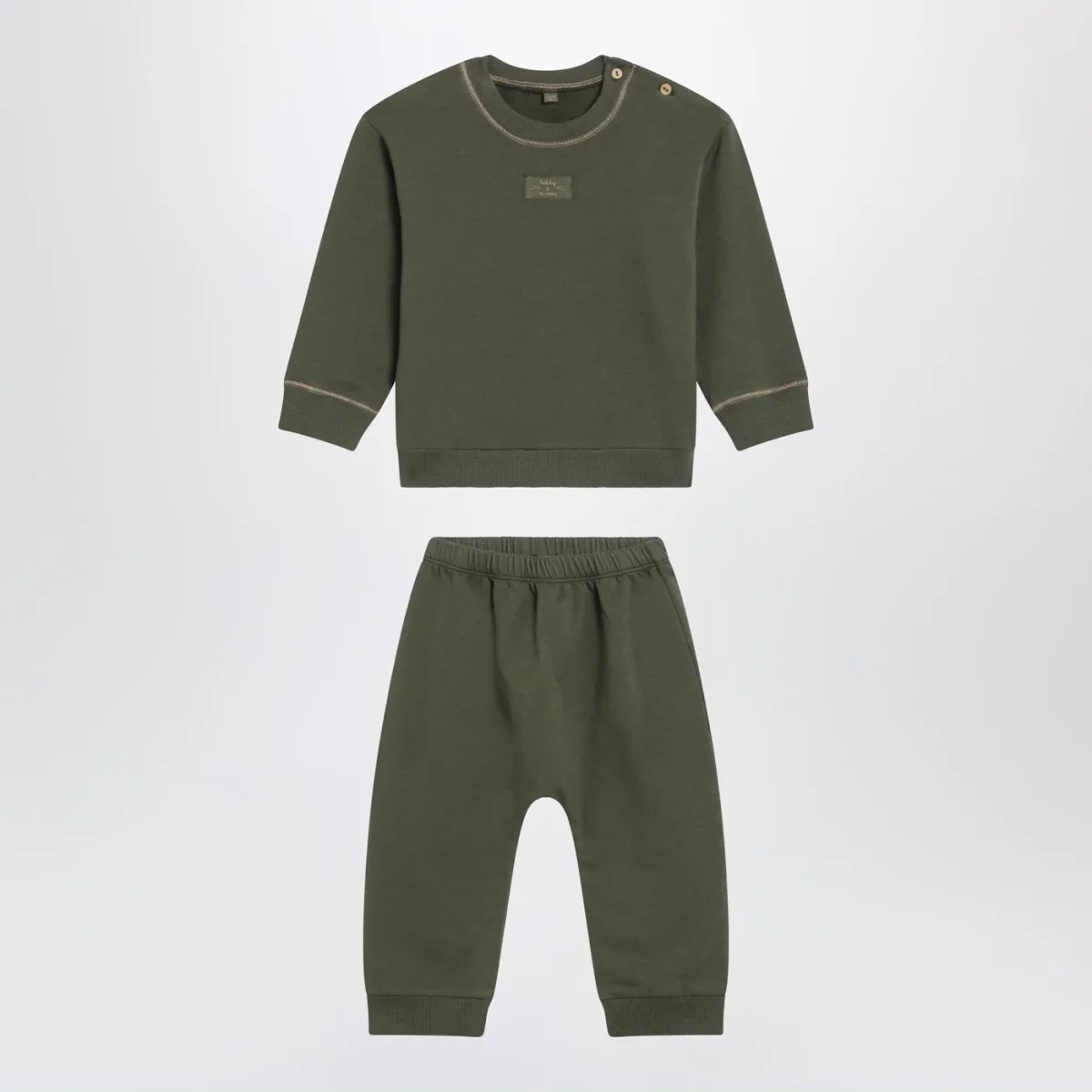 Completo due pezzi verde muschio in cotone