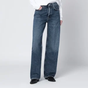 Jeans blu in denim rigenerato