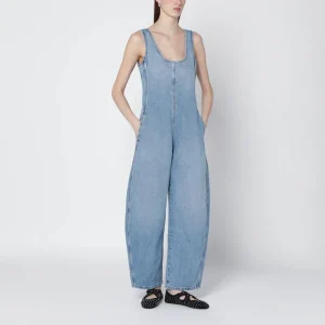 Tuta arrotondata in denim blu délavé