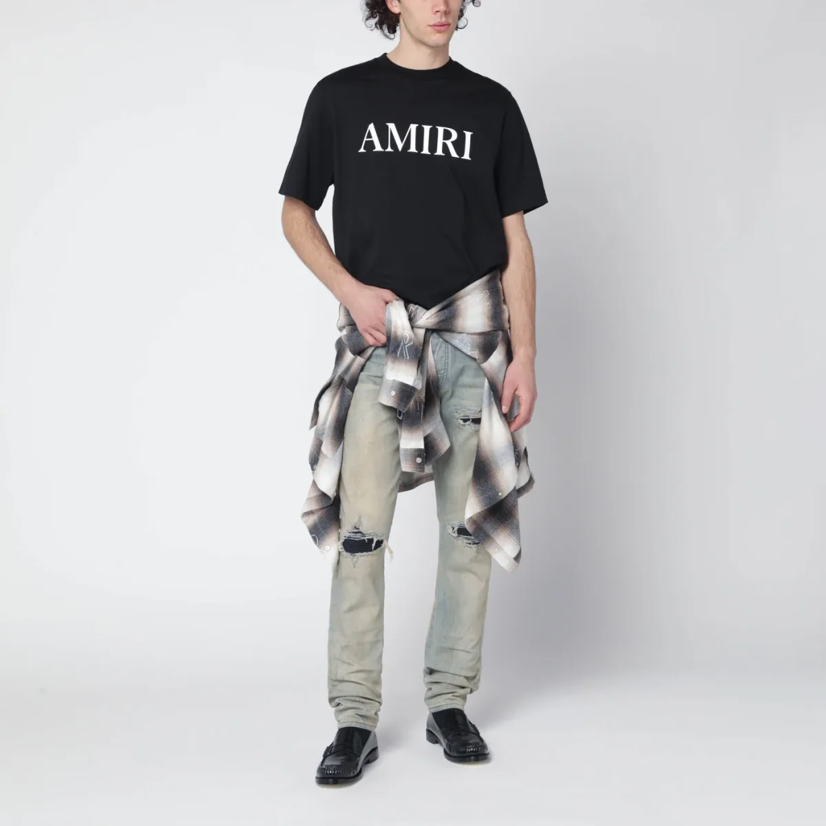 T-shirt nera in cotone con logo – Image 3