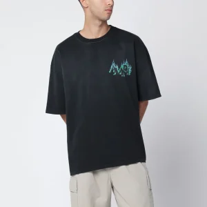 T-shirt nera con stampa logo Flames