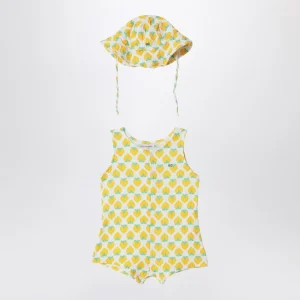 Tutina smanicata con berretto con limoni