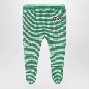 Leggings con piede Race Car verde/bianco
