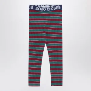 Leggings a righe a coste in cotone