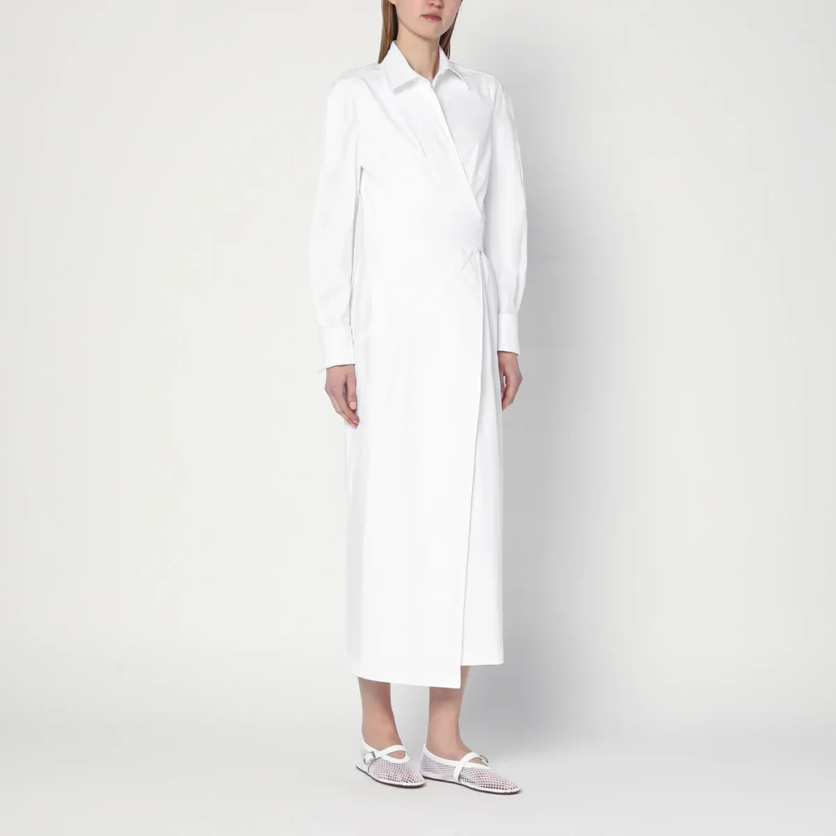 Abito chemisier bianco in twill di cotone