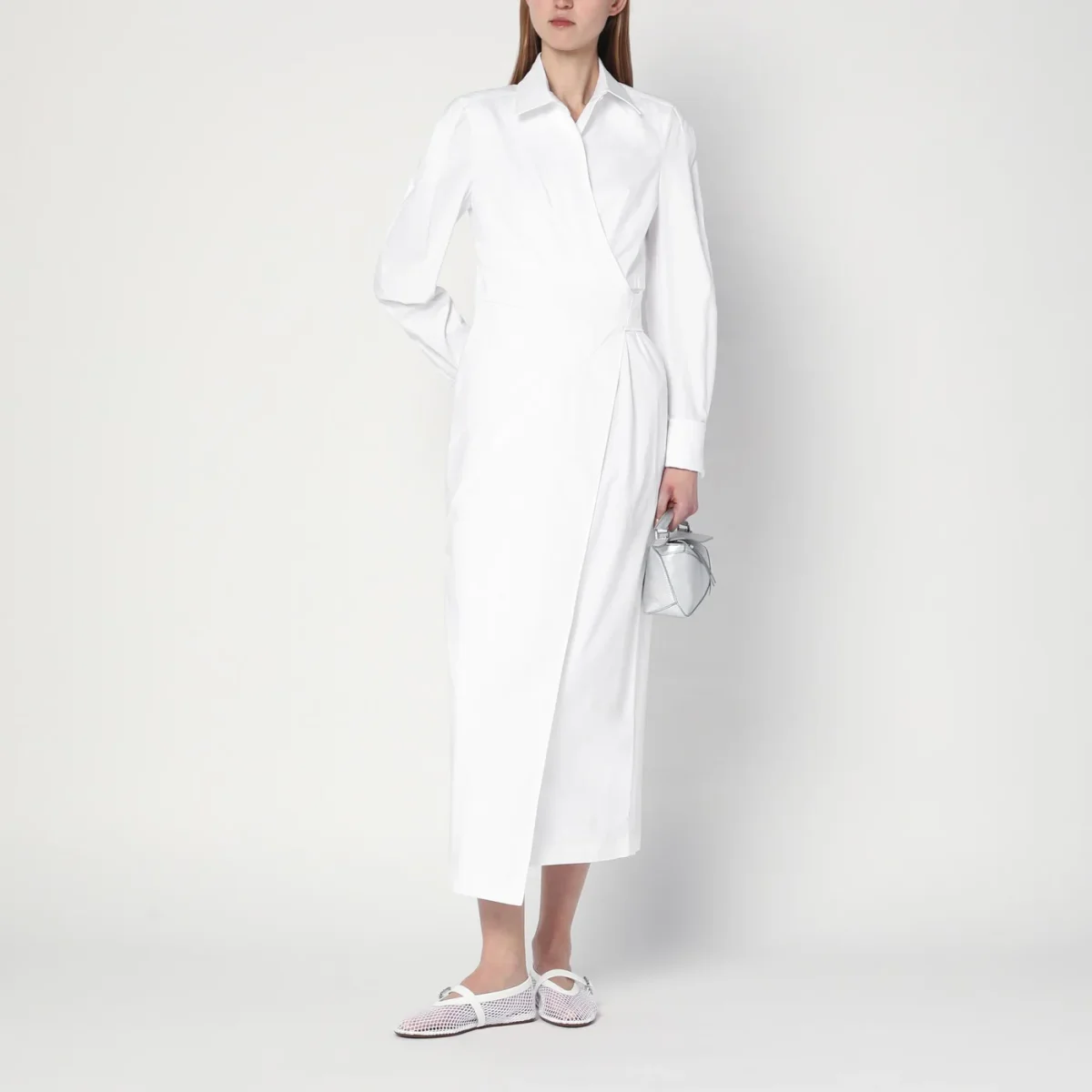 Abito chemisier bianco in twill di cotone - Image 3