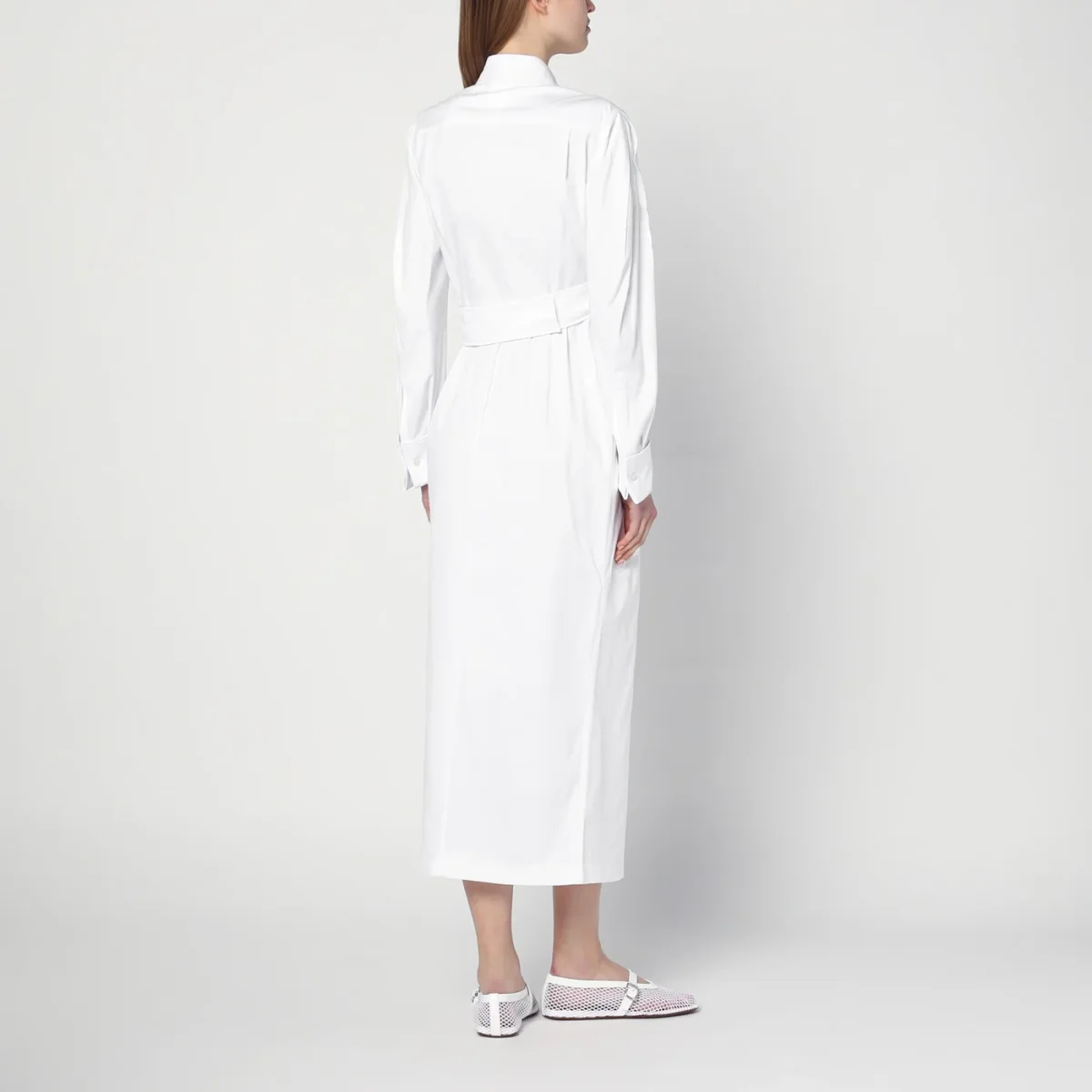 Abito chemisier bianco in twill di cotone - Image 4