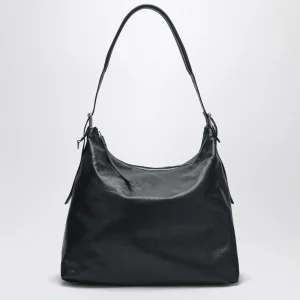 Belted hobo bag blu navy in pelle