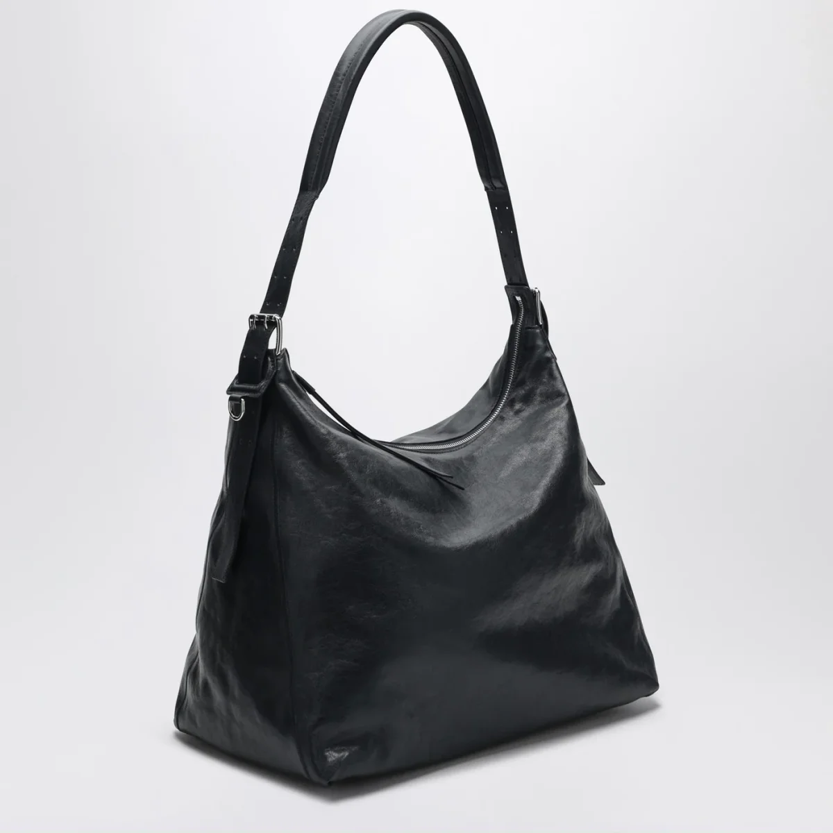 Belted hobo bag blu navy in pelle - Image 4