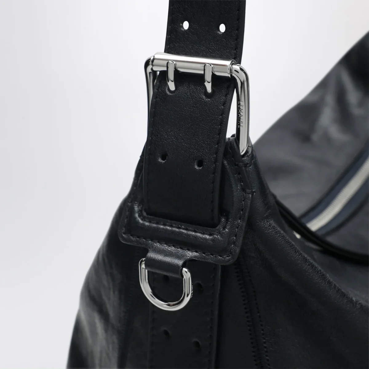 Belted hobo bag blu navy in pelle - Image 7