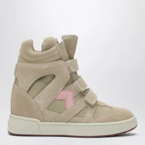 Sneakers Bekett con zeppa beige/rosa in suede
