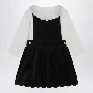 Abito bianco e blu in velluto