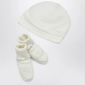 Set cuffia e babbucce bianco