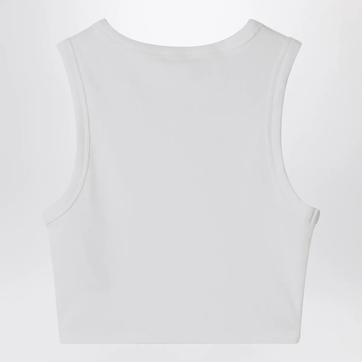 Top bianco a costine con ricamo logo – Image 3