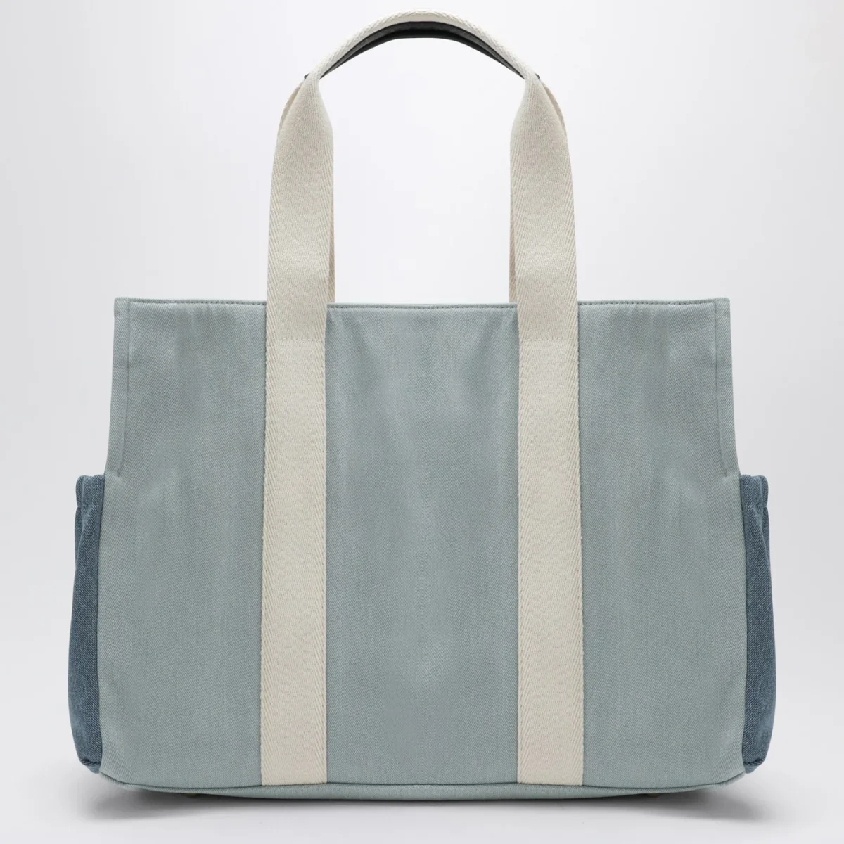 Borsa fasciatoio blu denim con ricamo logo - Image 4