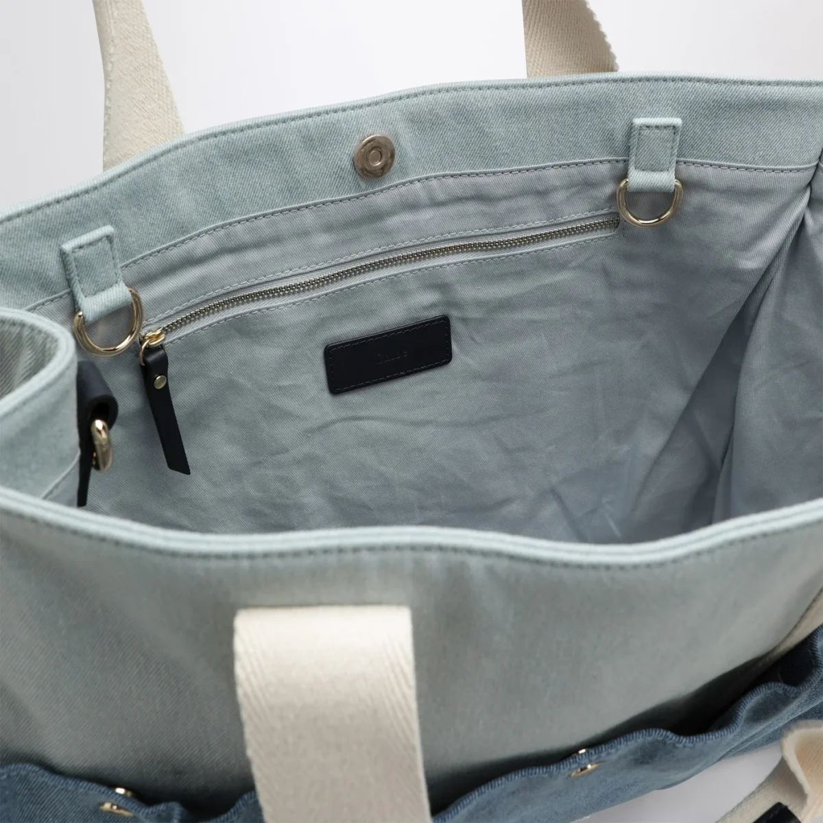 Borsa fasciatoio blu denim con ricamo logo - Image 5