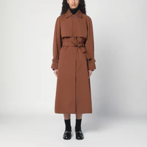 Trench marrone in gabardina antigoccia
